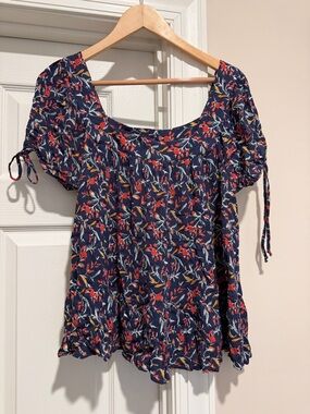 LUQ Clausen Tiered Tie Sleeves Boho Top